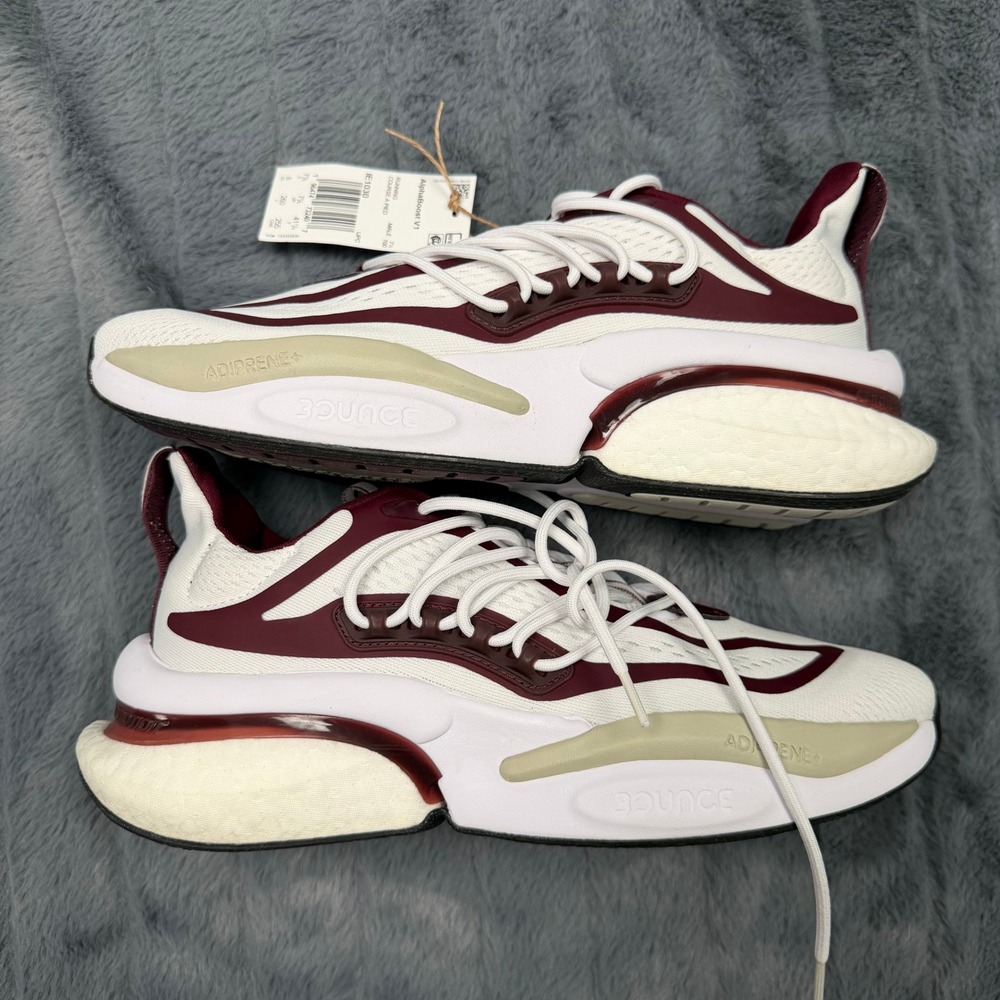 Adidas AlphaBoost V1 Mississippi State Mens Running Shoes White Maroon IE1030 8